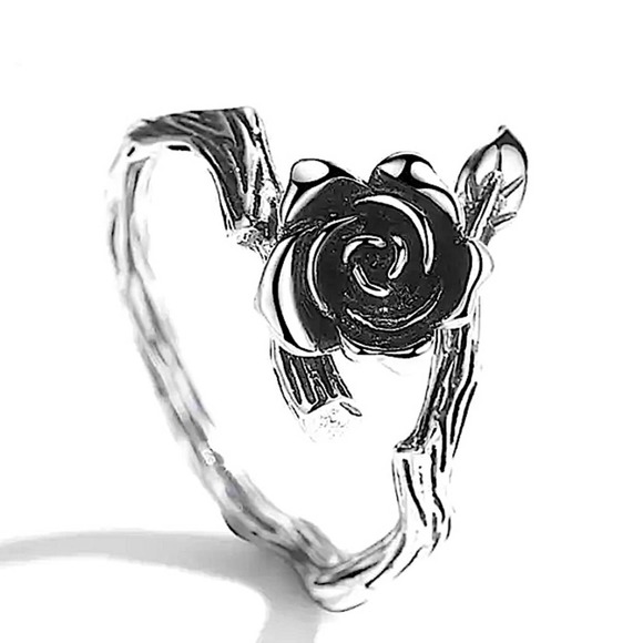 Rose Flower Design Sterling Silver Ring - Picture 3 of 5